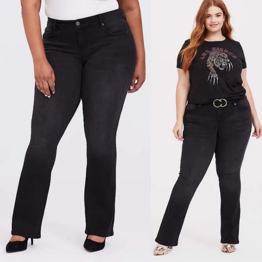 TORRID Black Mid Rise Slim Boot Cut Jean, Size 28S Short